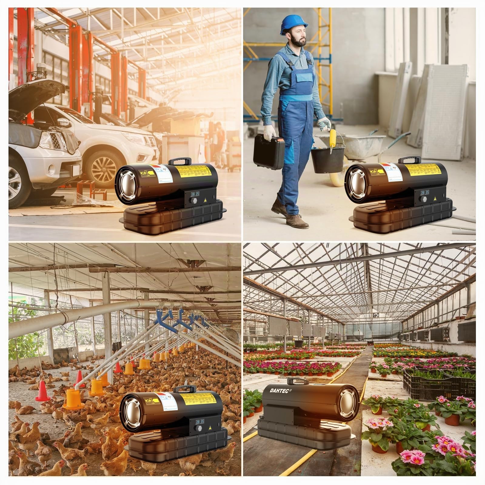 Riscaldatore Diesel 20 kW - Termoventilatore Industriale | Portata 550 m³/h - Termostato Regolabile & Indicatore Livello Gasolio - Per Officine, Cantieri, Uso Agricolo