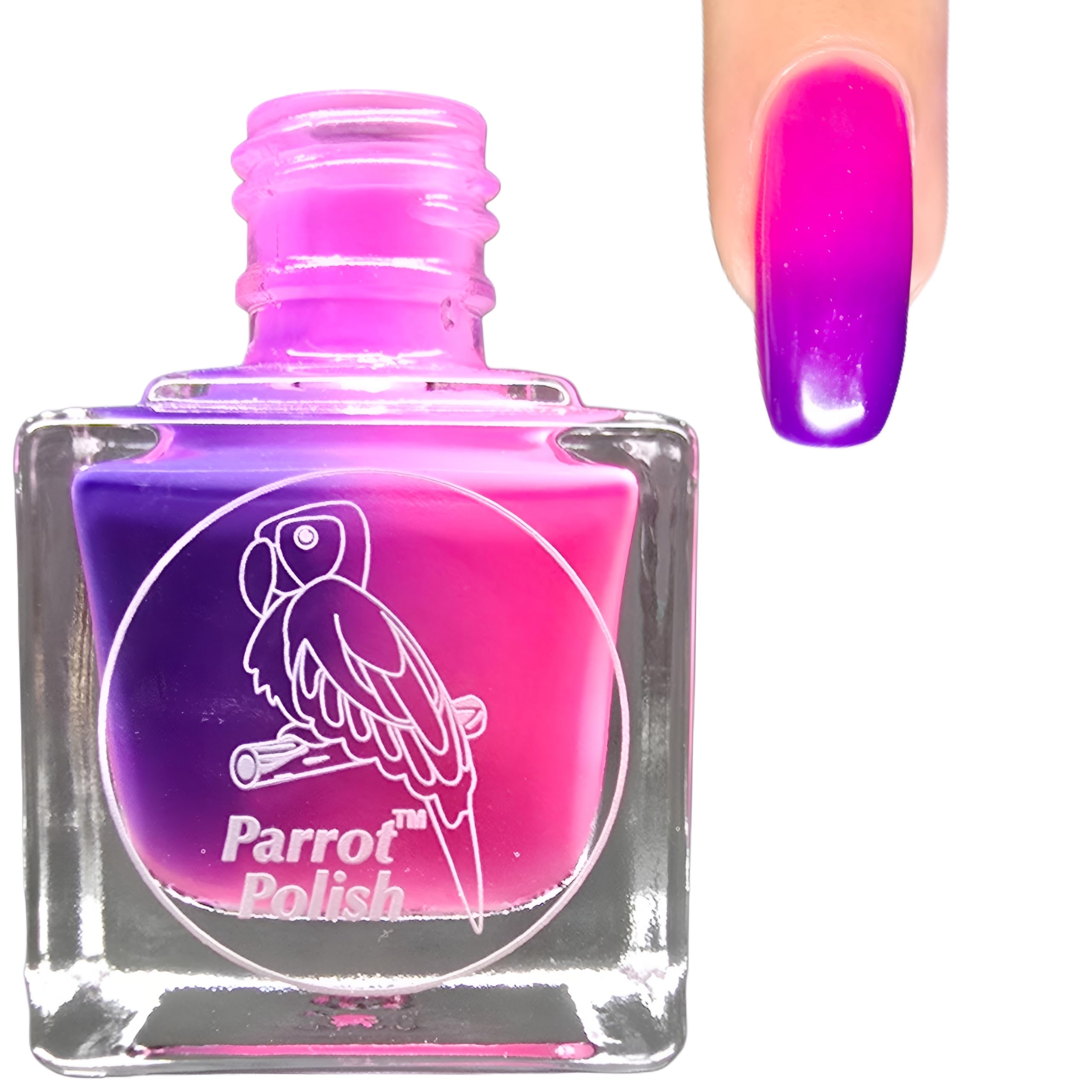 Parrot Polish Color Changing Solar Nail Polish, Hot Pink to Purple Quick Dry Lacquer, Long Lasting Two Tone Color Nail Enamel, Boys & Girls, 0.5 Fl Oz