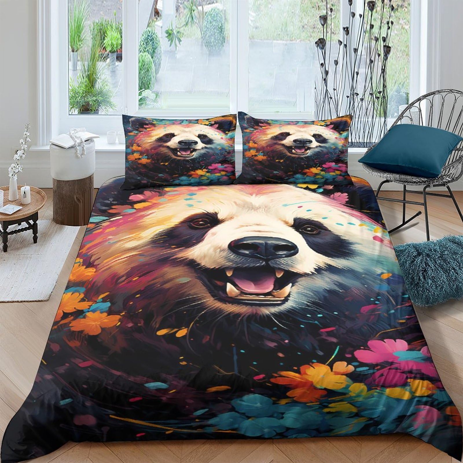 Ctjqhvkz Style-8 3D Printed Panda Forest Fitted Sheet Microfiber Soft Slip-Resistant Mattress Cover Colorful Bedroom Dorm Decor Single（135X200cm）