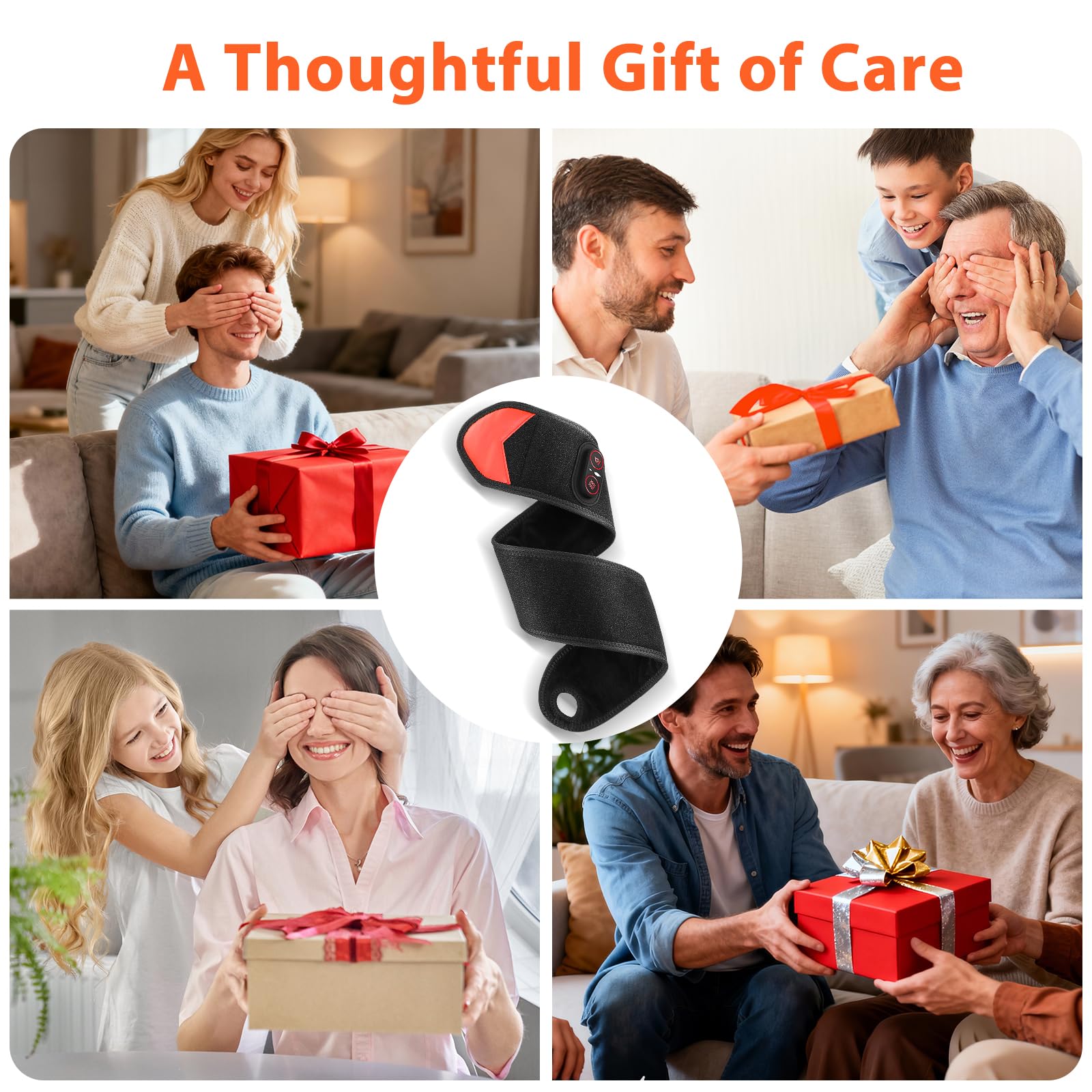 Almohadilla Térmica Para Muñeca Inalámbrica Con Vibración, Soporte Térmico Para Muñeca Portátil Con Luz Roja 660nm, 3 Niveles De Calor, 3 Modos De Vibración, Batería Integrada 3000mAh, Longitud 69cm