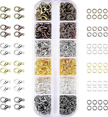 Mudder - Cierre de pinza de langosta y 6 colores abiertos para bisutería (0.472 in, 0.197 in)