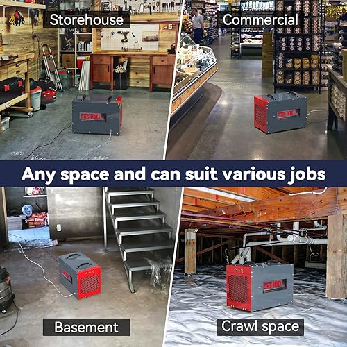 Miniatura 6 de Abestorm Deshumidificador comercial de 220 pintas con bomba, deshumidificador de espacio de rastreo para sótano, unidad de daños por agua