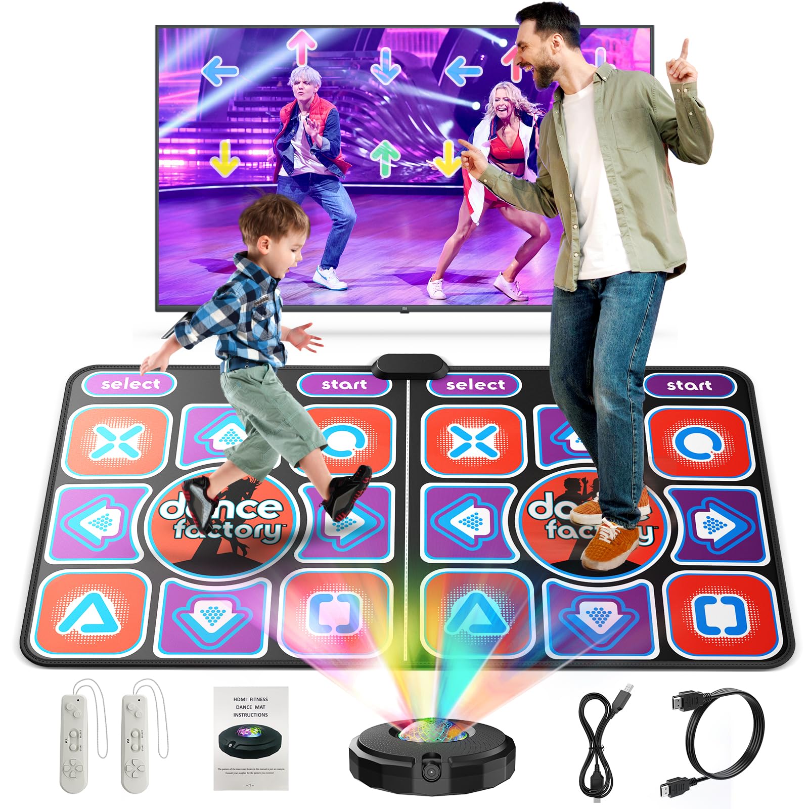 Tappetino da Ballo per TV con Telecamera, Tappeto da Ballo per Bambini e Adulti, Tappeto Danza Interattivo con Modalità 4 Tasti, 6 Tasti, Singolo e Doppio Giocator, per Ragazze 3 4 5 6 7 8 9 10+ Anni