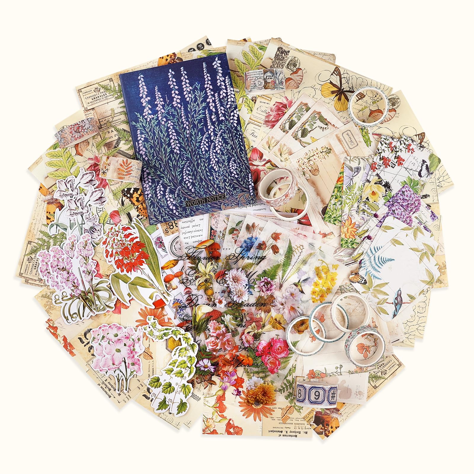 Lychii Scrapbooking Kit, 354 Pezzi Bullet Journal Accessori, con Quaderni A6, Washi Tape, Stickers, Carta Scrapbooking, per Bambini DIY, Regalo Compleanno&Giornata Bambini (Tema Pianta)