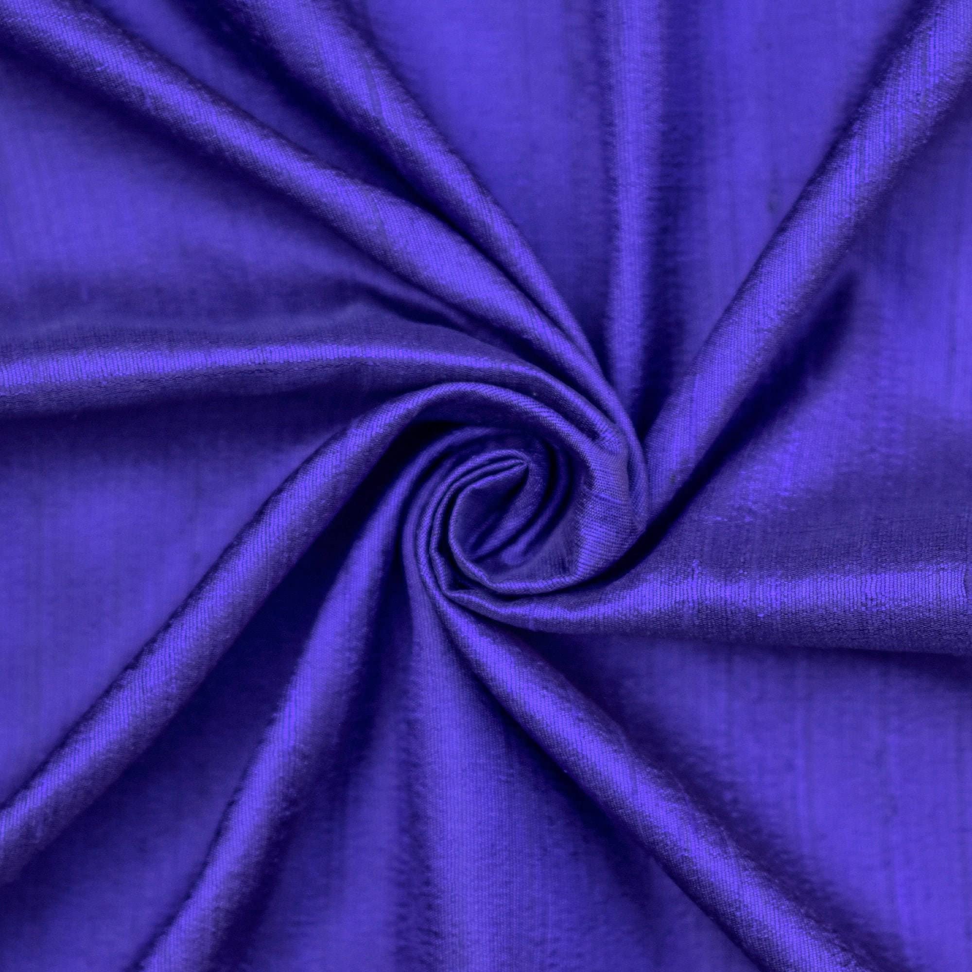 Fabric Mart Direct Bright Blue Silk Dupioni Fabric By The Metre, 4 Continuous Metres 104 cm Width Slubbed Dupioni Silk Solid Color Blue Wholesale Combination Upholstery Fabric for Curtains โ image 1