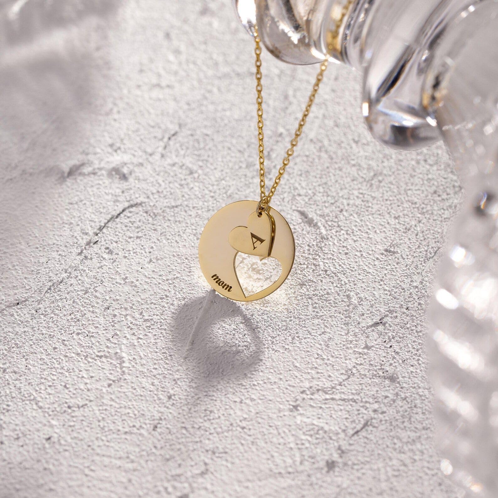 Personalizzato cuore disco collana su misura nome ciondolo con iniziale ciondolo inciso Cutout cuore gioiello in argento sterling oro rosa