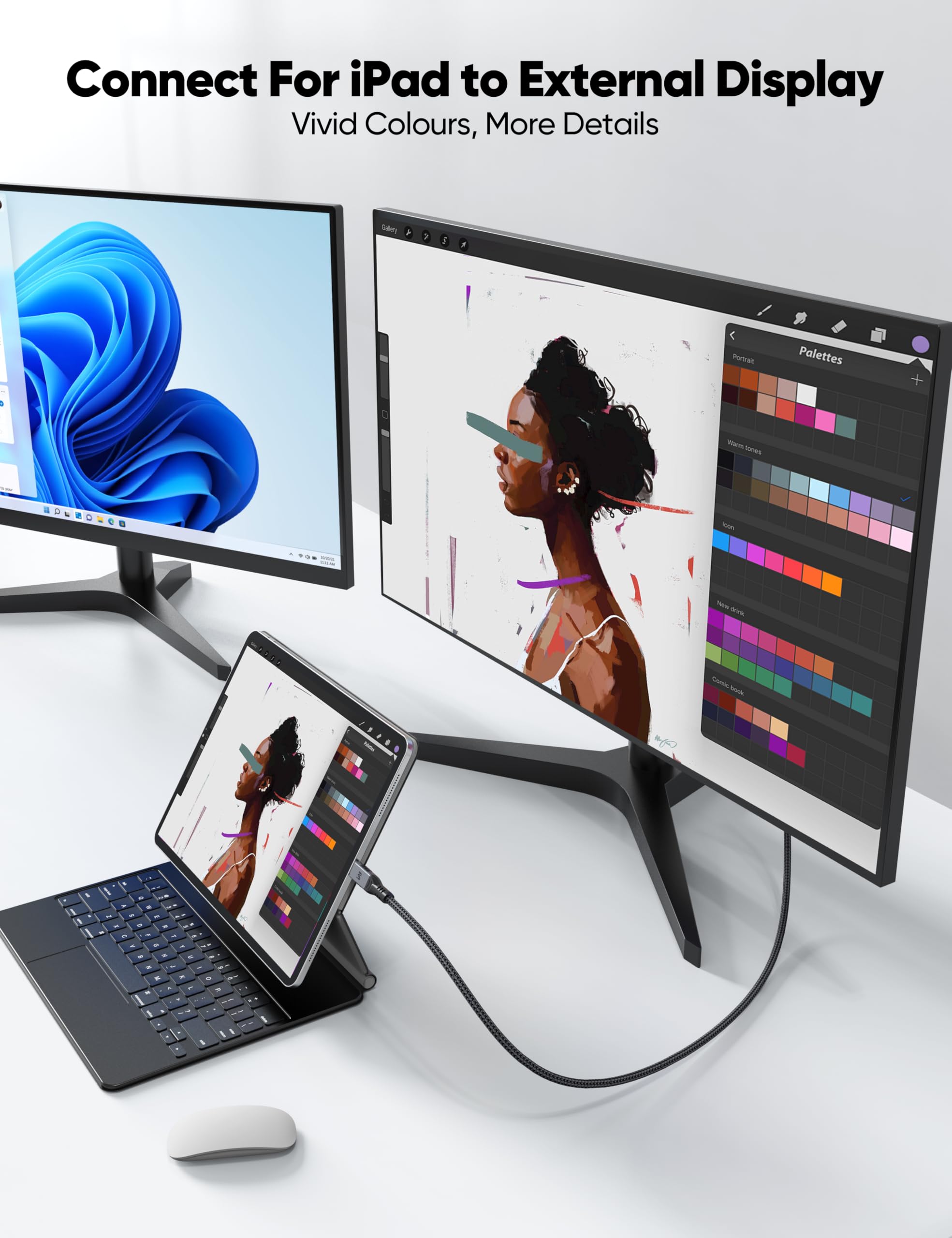Cavi da USB C a HDMI 4K a 60Hz, confezione da 5, cavo ad alta velocità da tipo C a HDMI da 1,8 m, compatibile con Thunderbolt 3/4/5, con iPhone serie 16/15, Galaxy S24/S23, MacBook, iPad, monitor, TV