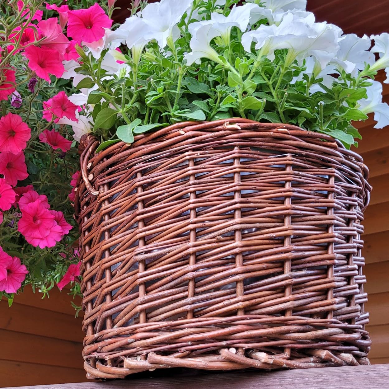 weeco Lot de 3 Cache-Pots en Osier pour Pots de Fleurs - Paniers en Osier avec écorce - Cache-Pot tressé - Pot de Fleurs Ovale pour Fleurs, Plantes, Panier Naturel