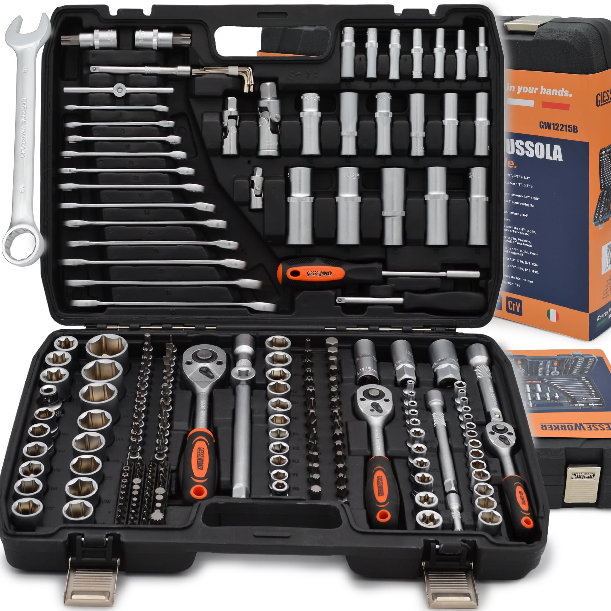 Set Chiavi a Bussola Valigetta 216pz Serie Cricchetti Bussole Esagonali Inserti