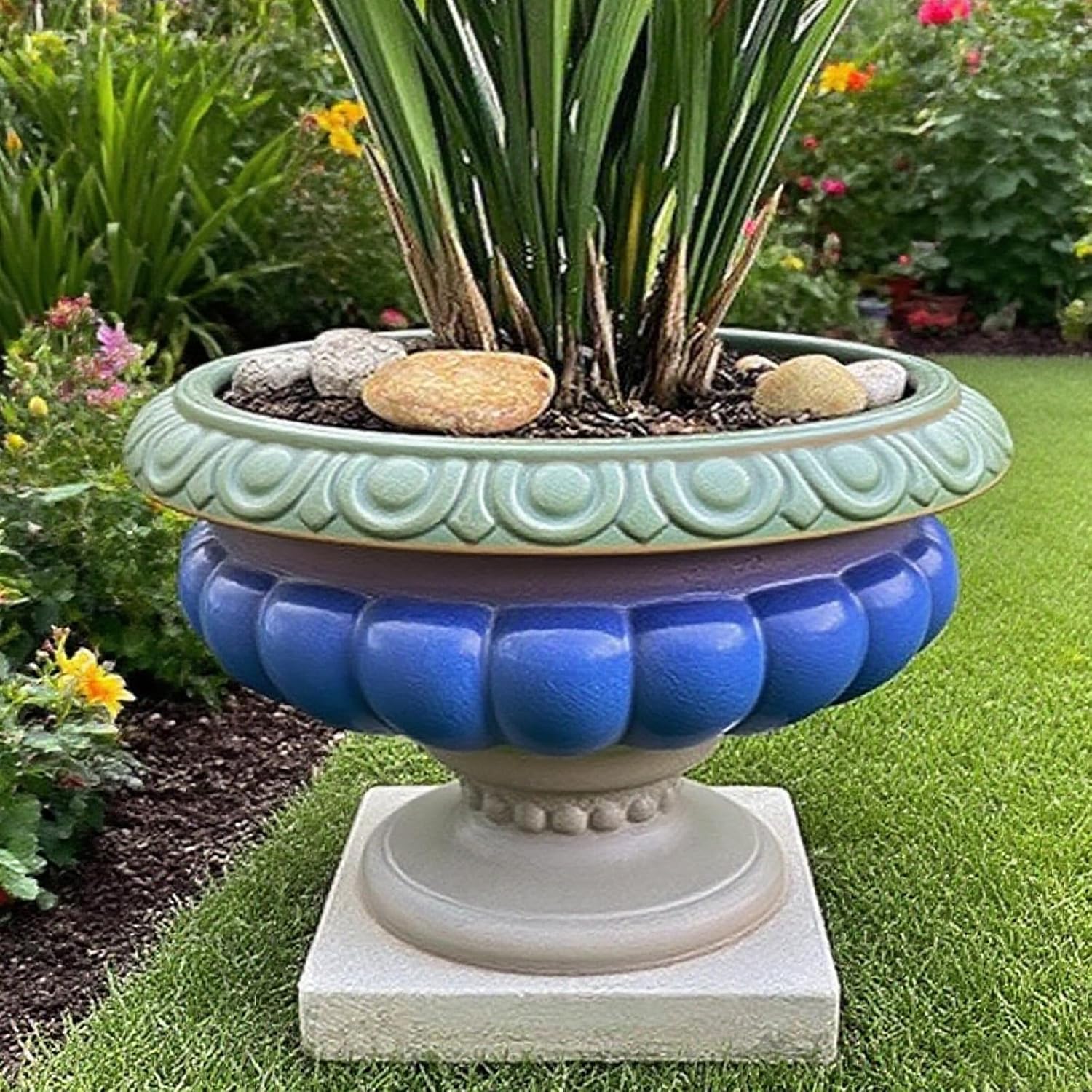 Extra Large Concrete Pot Molds with Drainage - Heavy Duty 19.68"x19.68"x19.68" Giant Planter Mold, Reusable Thickened Cement Moulds for DIY & Commercial Use