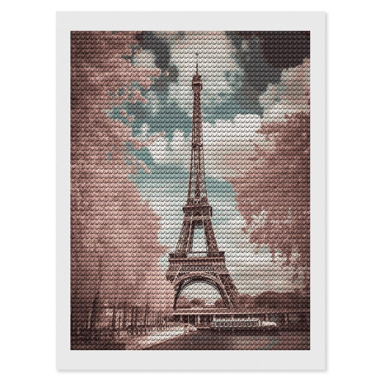 Vintage Style Eiffel Tower Paris Diamond Art Kits for Adults Diamond Painting Kits for Beginners DIY Diamond Art Kits Round Full Drill Diamond Dot Gem Painting for Home Wall Decor Gift 12"x16"
