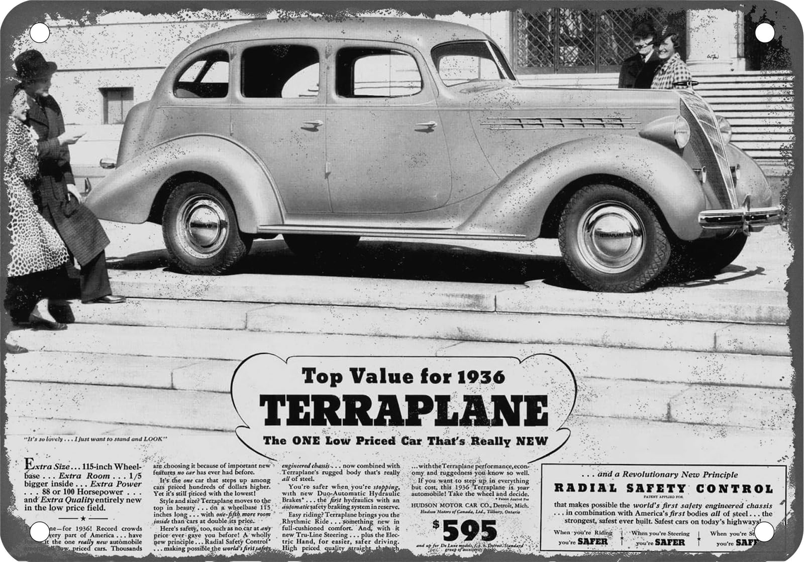 METAL SIGN - 1936 Hudson Vintage Ad 01 - Old Retro Rusty Look home decor