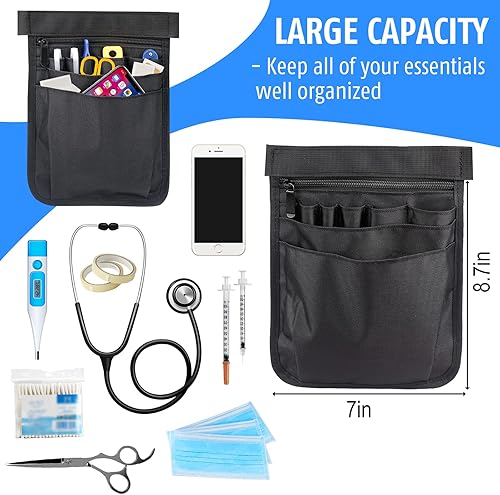 Miniatura 5 de Wessleco Riñonera de enfermería para enfermeras, cinturón de herramientas de enfermera con soporte para estetoscopio, Negro -