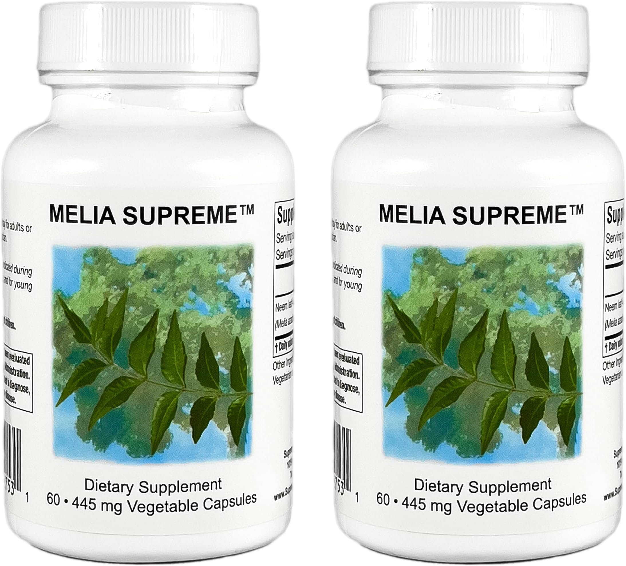 Supreme Nutrition Products Melia , 60 Pure Powdered Neem Leaf 435 mg Capsules | 2 Pack