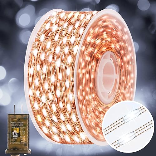 Vista 9 de KNONEW Guirnalda de luces de Navidad para exteriores de 400 pies, 1200 luces LED para exteriores, impermeable, 8 modos, tiempos de memoria, Varios