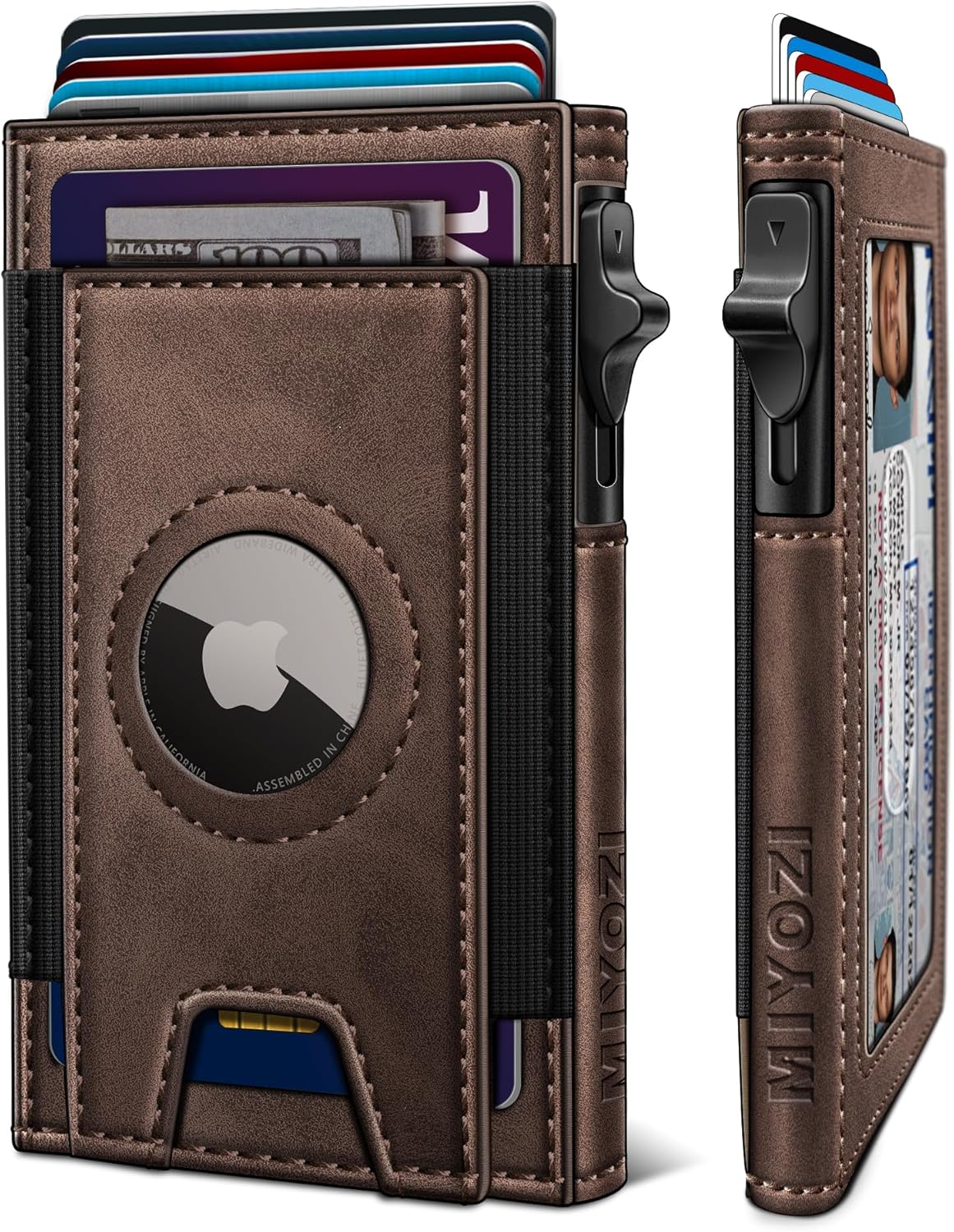 Airtag Wallet for Men, Slim Pop Up Credit Card Holder RFID Blocking Mens Minimalist wallet for 7-9 Cards ID Window, with Gift Box