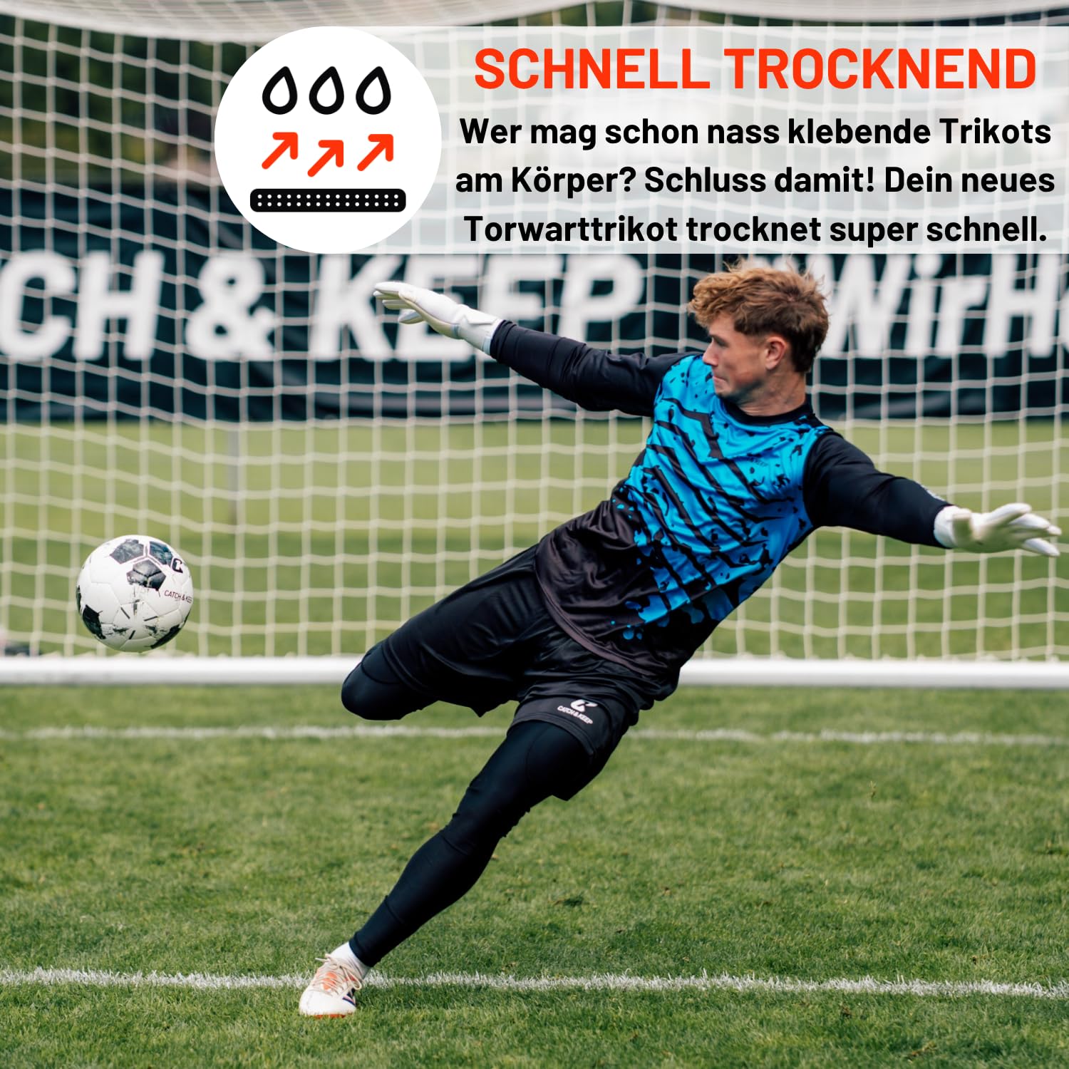 CATCH & KEEP Protection Torwarttrikot - Fußballtrikot Damen, Herren & Kinder - Ellenbogen-Polsterung - atmungsaktives Fußball Trikot - optimaler Schutz