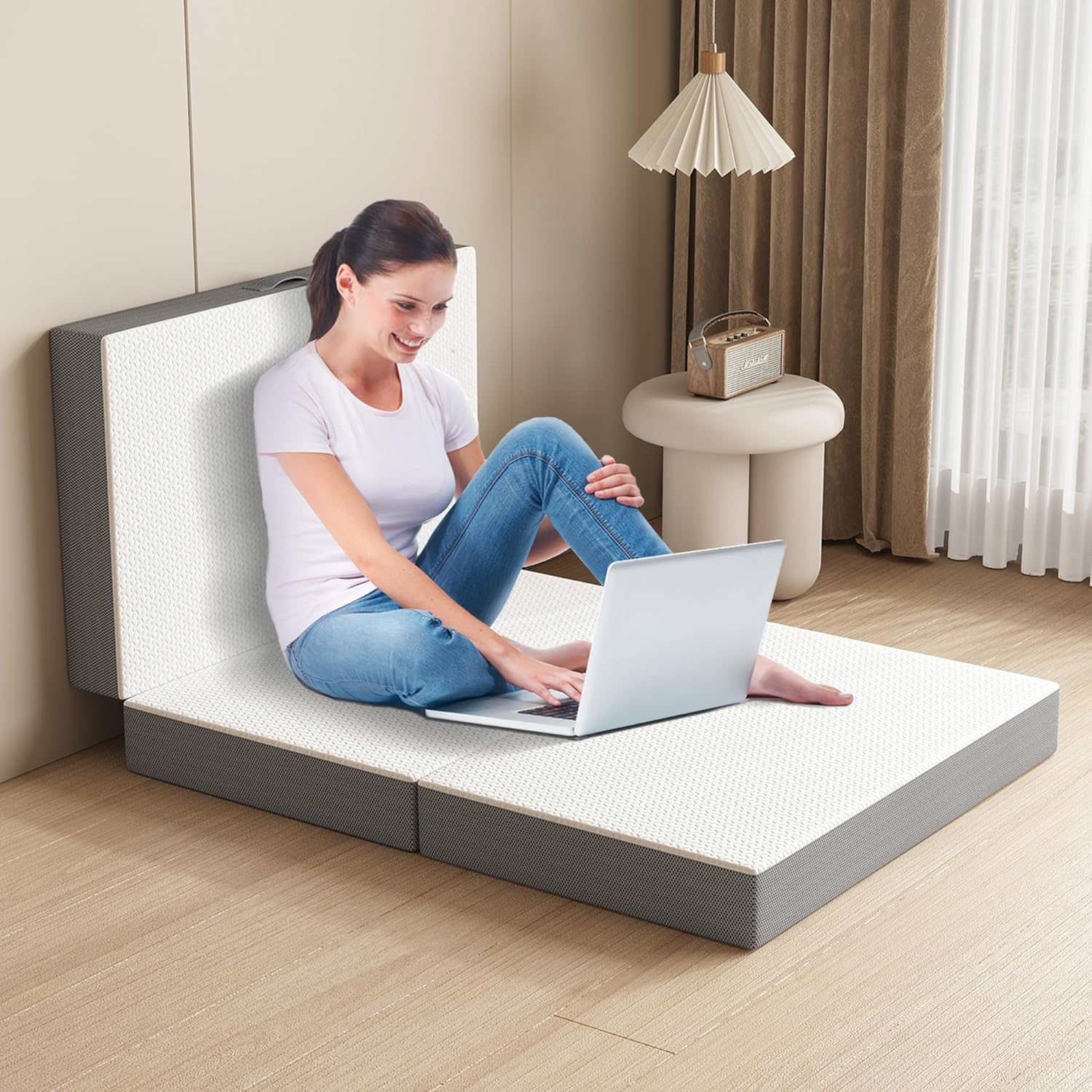 PurrJoys Folding Mattress Single 15CM, Trifold Guest Mattress with Washable Cover, Foldable Floor Mattresses for Travel, Camping, Studio, Dorm image 5