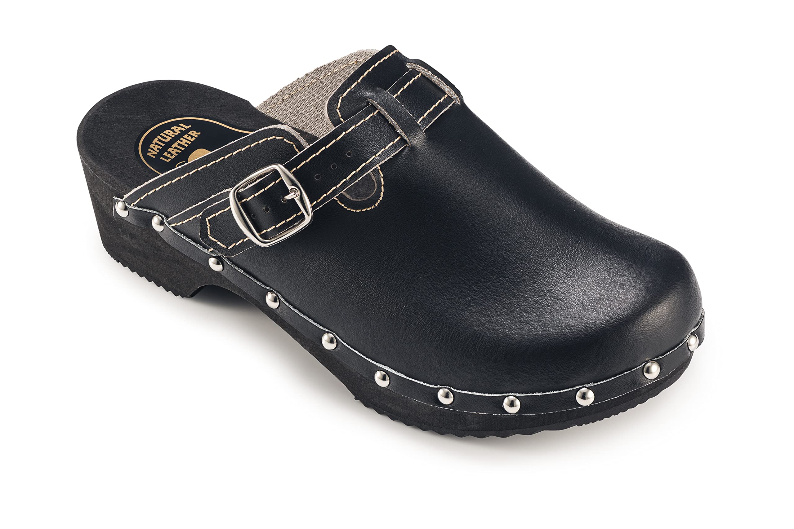 ESTRO Zoccoli in Legno Donna in Pelle Ciabatte Sanitarie Donna CDL05