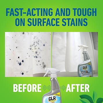 CLR Brands Mold and Mildew Stain Remover, 32 oz. Spray Bottle, Pack of 2, Multi-Surface Stain Remover, Works on Tile, Wood, Concrete, Glass, and More