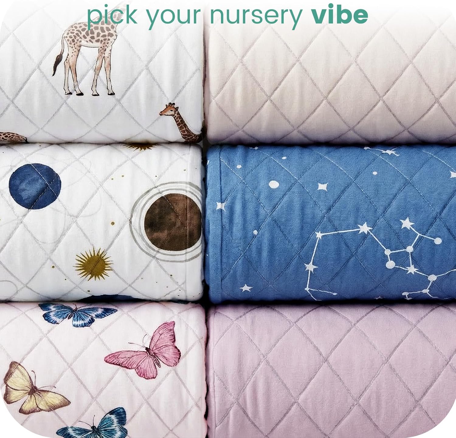 Light Quilted Changing Pad Cover 2 Pack, Soft Fitted Changing Table Covers for Baby Boys and Girls, Butterfly Print