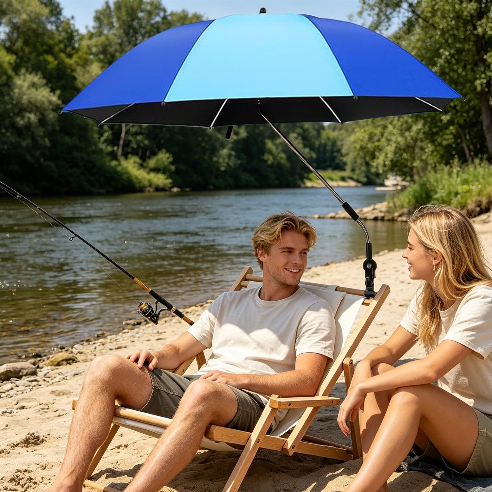 Ombrello per sedia con morsetto, parasole regolabile con clip, per ringhiera per sedia, per spiaggia, pesca, vacanze, giardino, cortile, campeggio, balcone, patio all'aperto