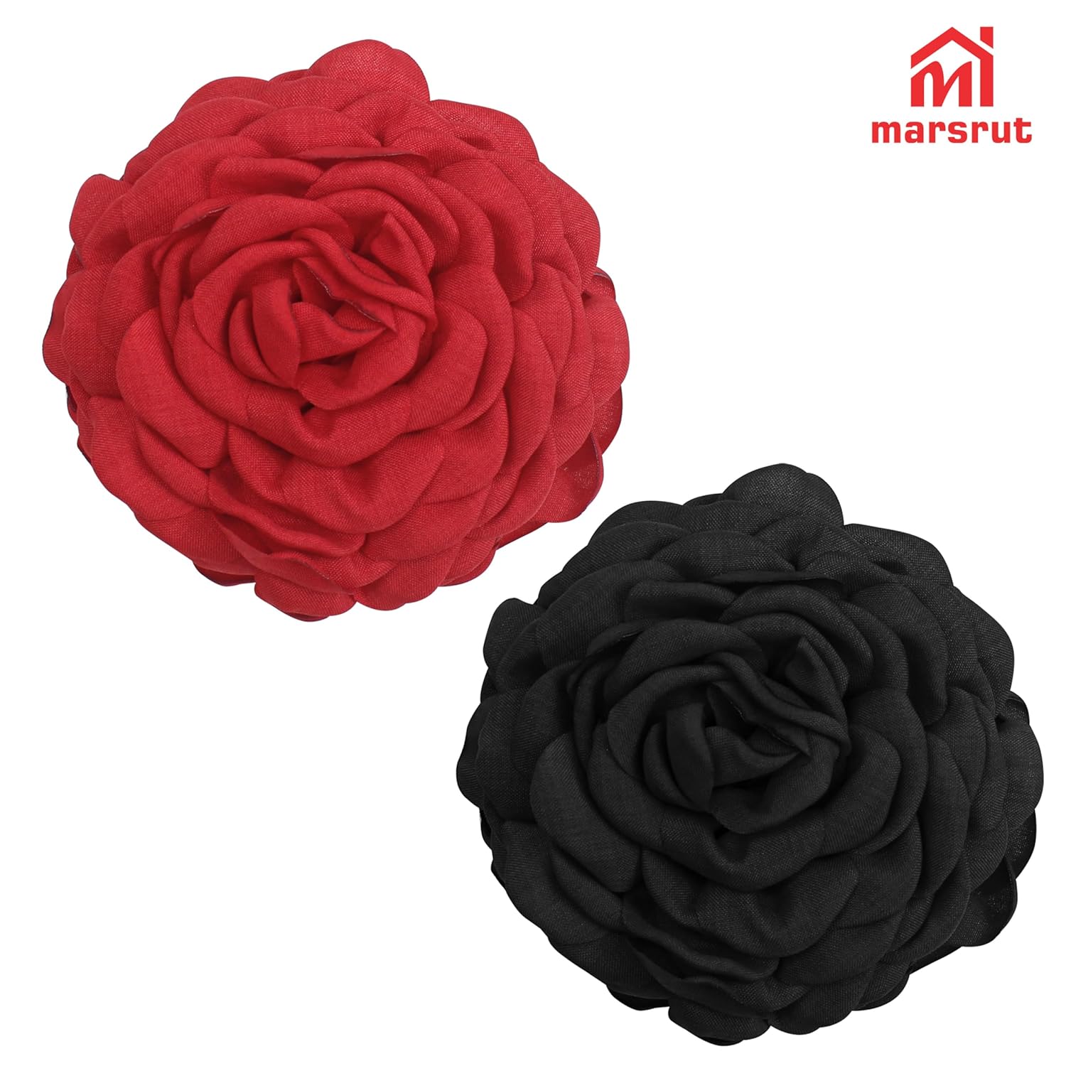 2pcs Rose Hair Clip, Claw with Fabric Flowers for Women's Girls Lady, Elegant Floral Claws Clips Hairpin Barrettes, Large Non Slip Strong Hold, Handmade Boho Fashion Headwear Accessories, Red Black - Image 9