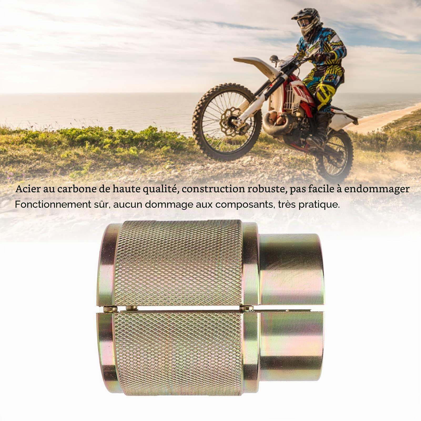 Pilote de Joint de Fourche, Conception Fendue D'outil de Pilote de Joint de Fourche de Moto Remplacement en Acier au Carbone pour les Fourches Avant Inversées Traditionnelles(43mm)