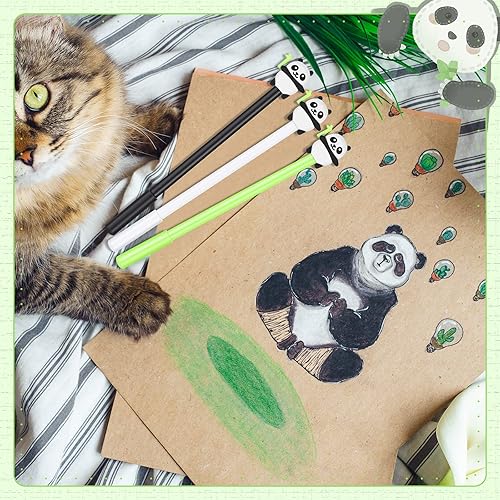 Miniatura 6 de Chivao Paquete de 24 bolígrafos de panda, regalos de dibujos animados de animales, lindos recuerdos de fiesta, Kawaii negro para escritura de 0.020