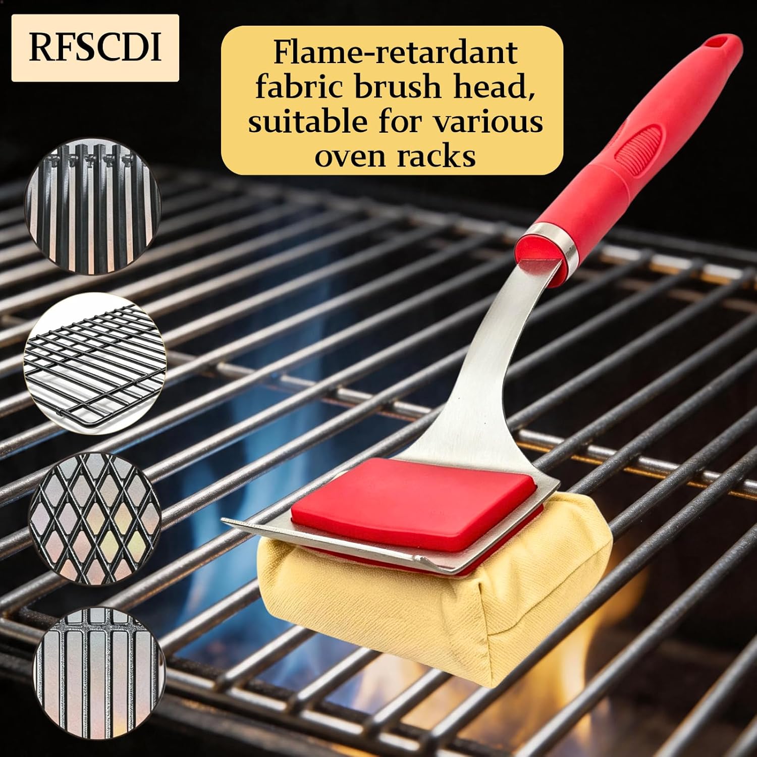 Grill Brush for Outdoor Grill Bristle Free - Reinforced Grill Cleaner Scraper BBQ Brush - Replaceable Head Barbecue Grill Cleaning Brush - Safe BBQ Accessories Grill Tools (Red)