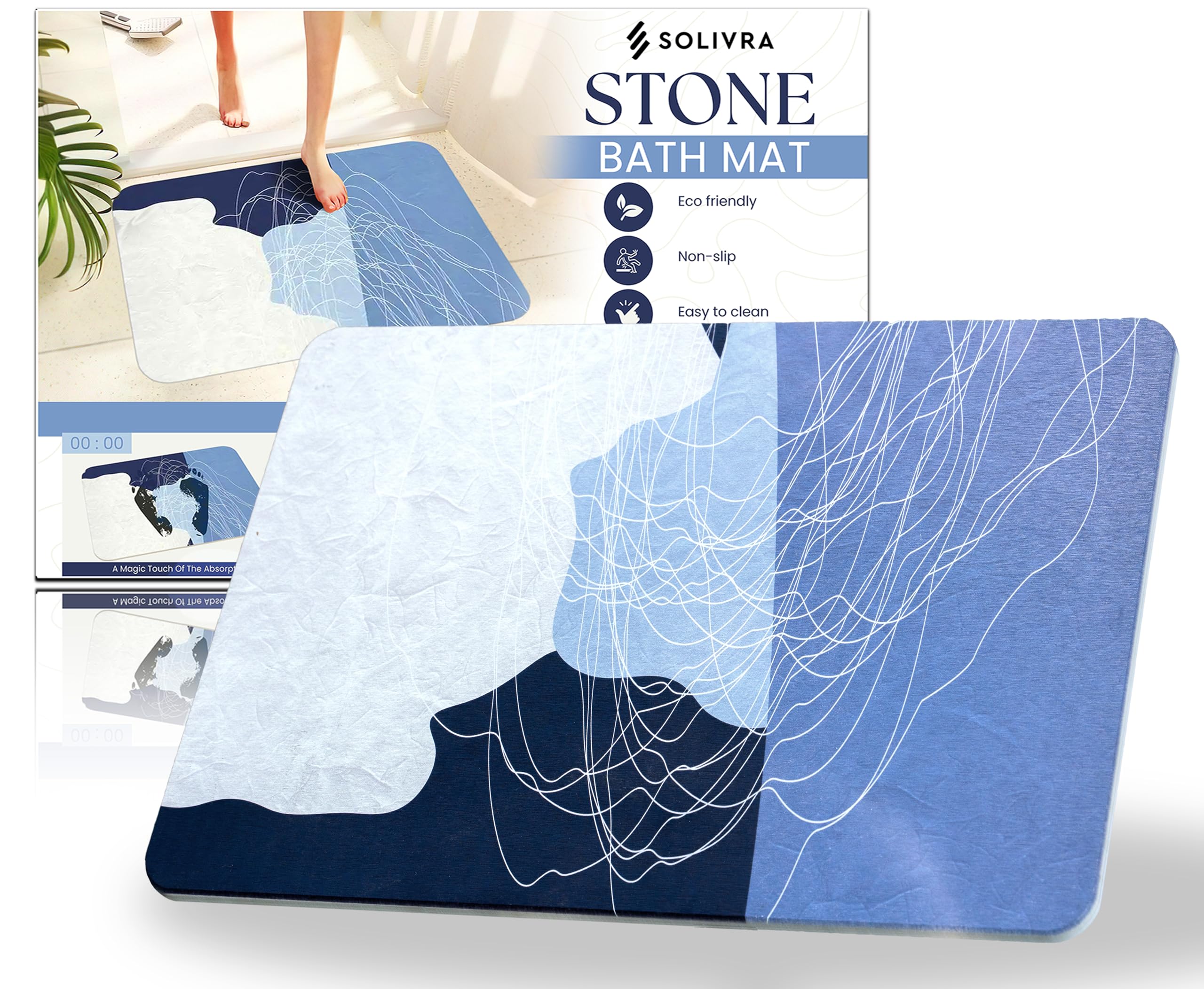 Tappeto Bagno Ovale 61x110 Cm - Super Assorbente, Antiscivolo, In Poliestere - Blu, Lavabile In Lavatrice - Foto 9