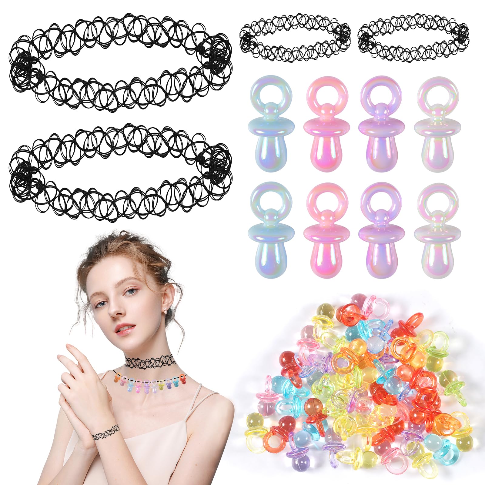 Set Collana Girocollo Anni '90 Con Ciucci - Accessori Vintage Per Donna