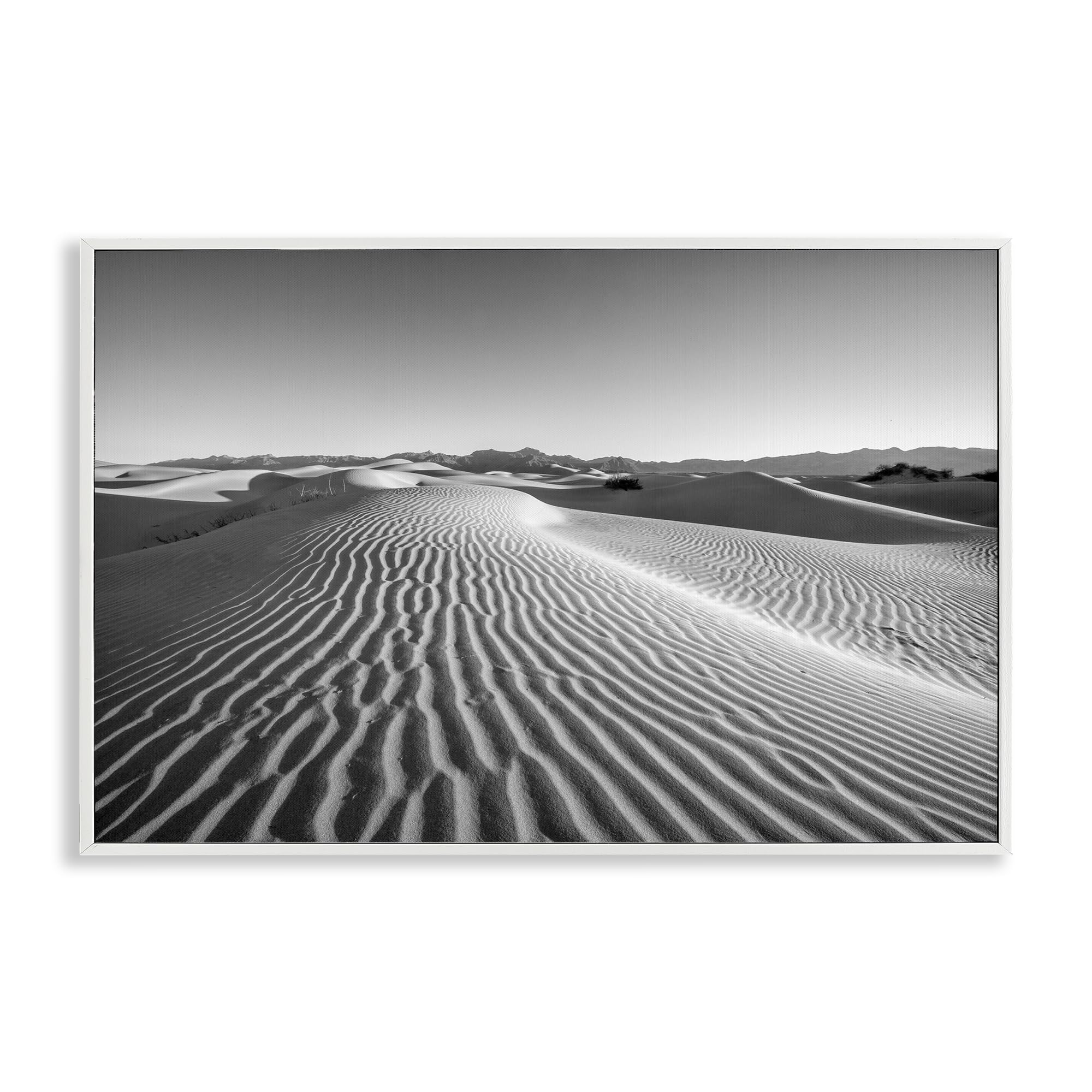 Stupell Industries Desert Sand Ripples and Dunes, Greyscale Landscape Wall Art for Living Room, 12 x 18 Inch Framed Giclée Print, by Jon Evan, Made in USA Gift