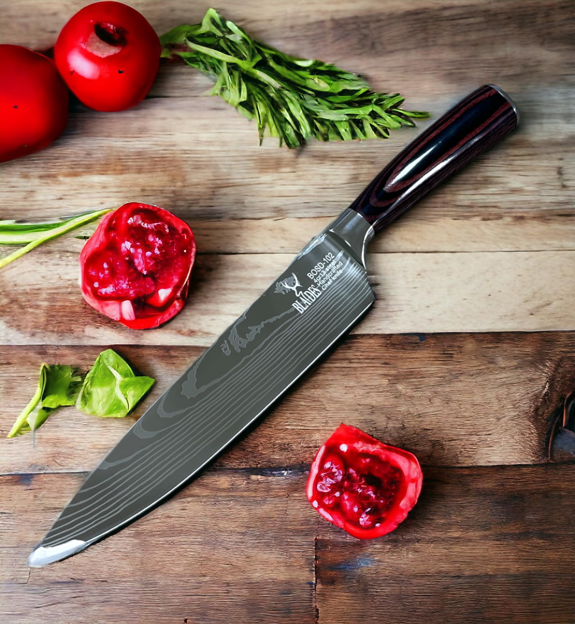 Couteau de chef BLADES BOSD-102 pour trancher sans effort avec sa lame acier de 20,3 cm