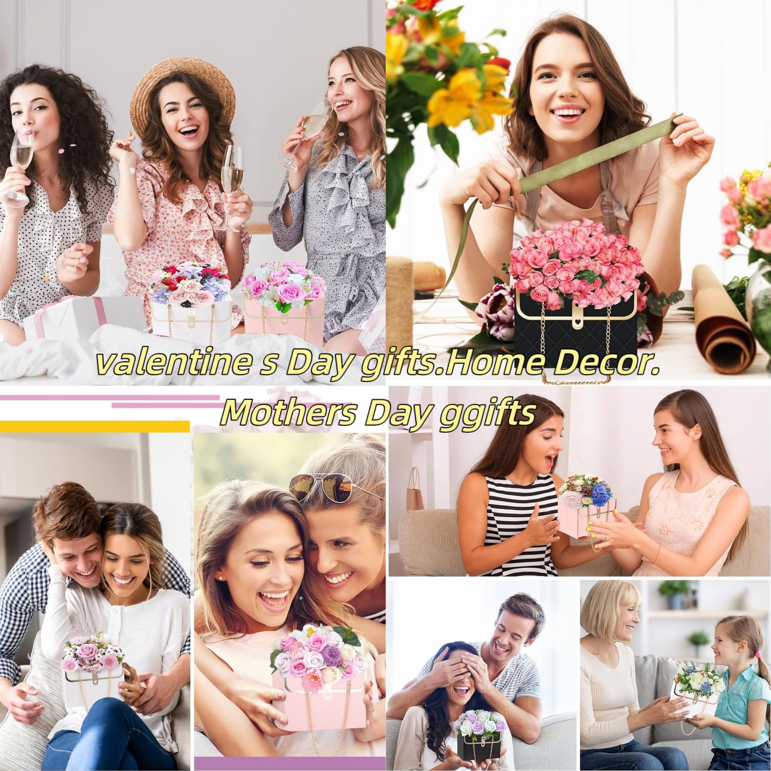 16 Papier-Geschenktüten + 24 Glitzernde 3D-Schmetterlinge – Mit Metallkette, Für Blumen & Geschenke