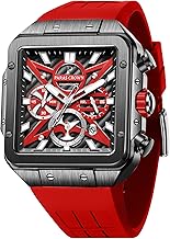 Mens Watches Fashion Luxury Quartz Waterproof Chronograph Wrist Watches for Men Silicone Strap Stainless Steel Case