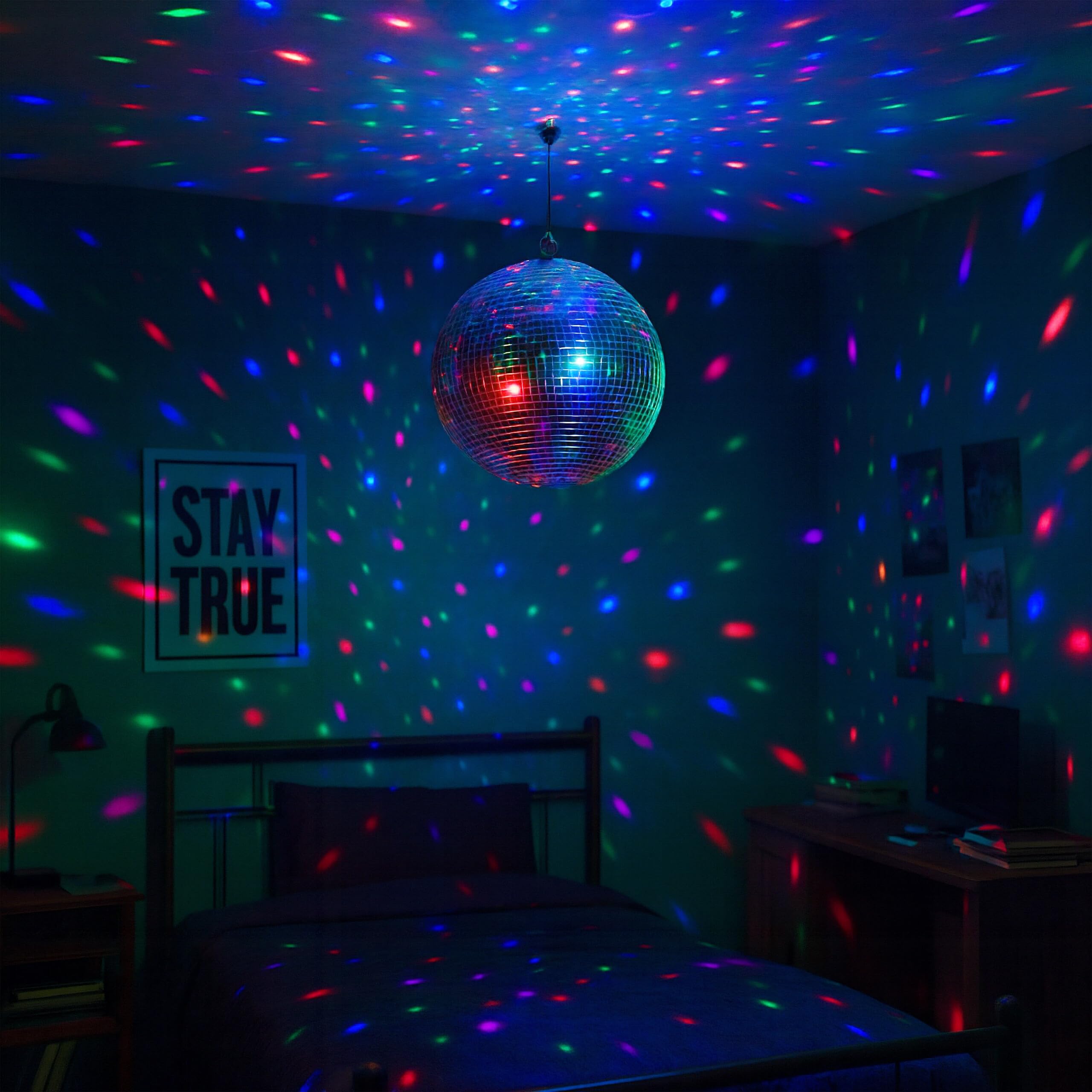 Relaxdays Palla da Discoteca Strobosferica, Ø 40 cm, Mirror Disco Ball, Strobosfera a Specchio, Party Gadget, Argentato