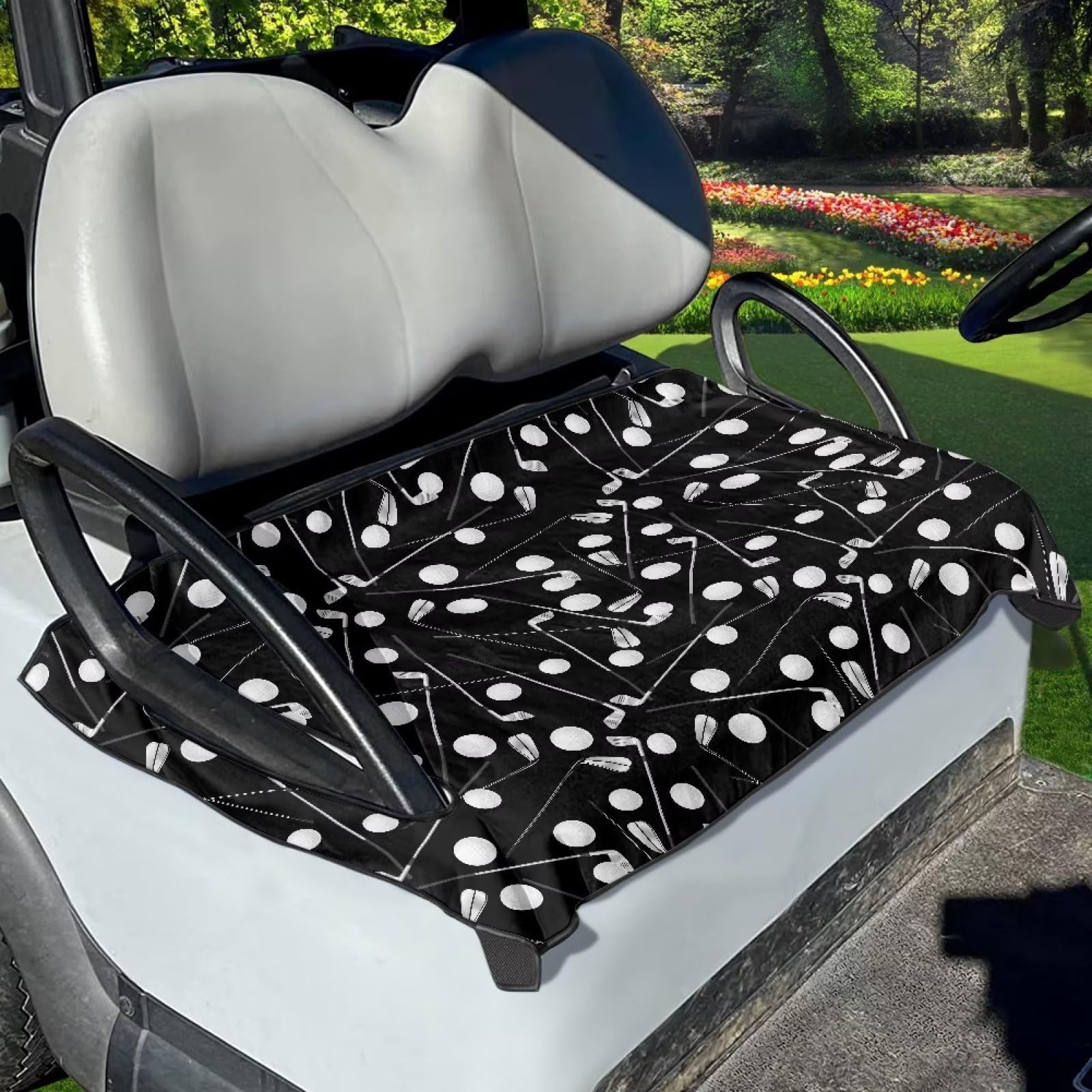 Suobstales Golf Cart Seat Covers/Seat Towel, Breathable Golf Cart Seat Cushions Golf Blanket Golf Club Car Accessories