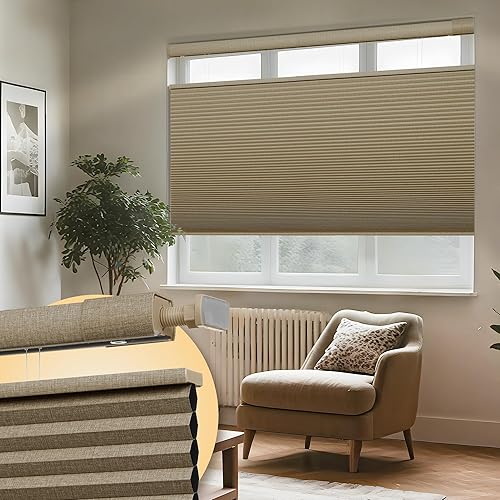 Miniatura 1 de Boolegon Persianas sin herramientas sin taladrar para ventanas, persianas celulares opacas modernas, sin cordones, persianas de panal de abeja,