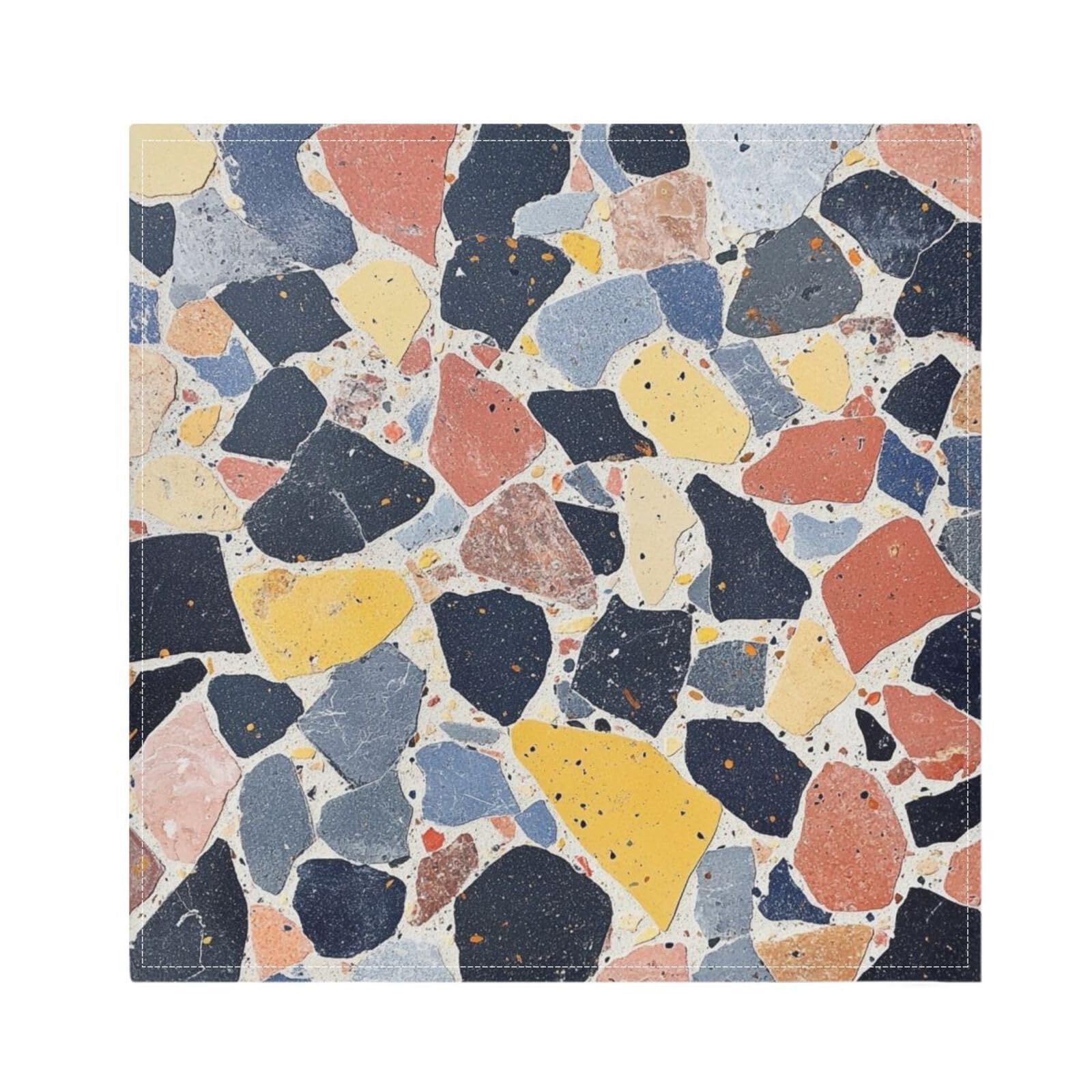 Ttgoth Terrazzo Cloth Napkin Set of 6 Washable & Reusable Dinner Napkins for Dining Table, Banquets, Wedding, Party, 50x50 cm