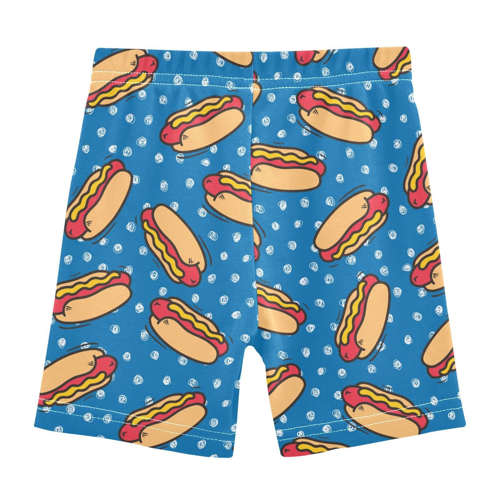 JHKKU Girls Cartoon Hot Dog Shorts Cotton Cartwheel Bike Kids Biker Under Dress Dance Short Girl Clothes 5T