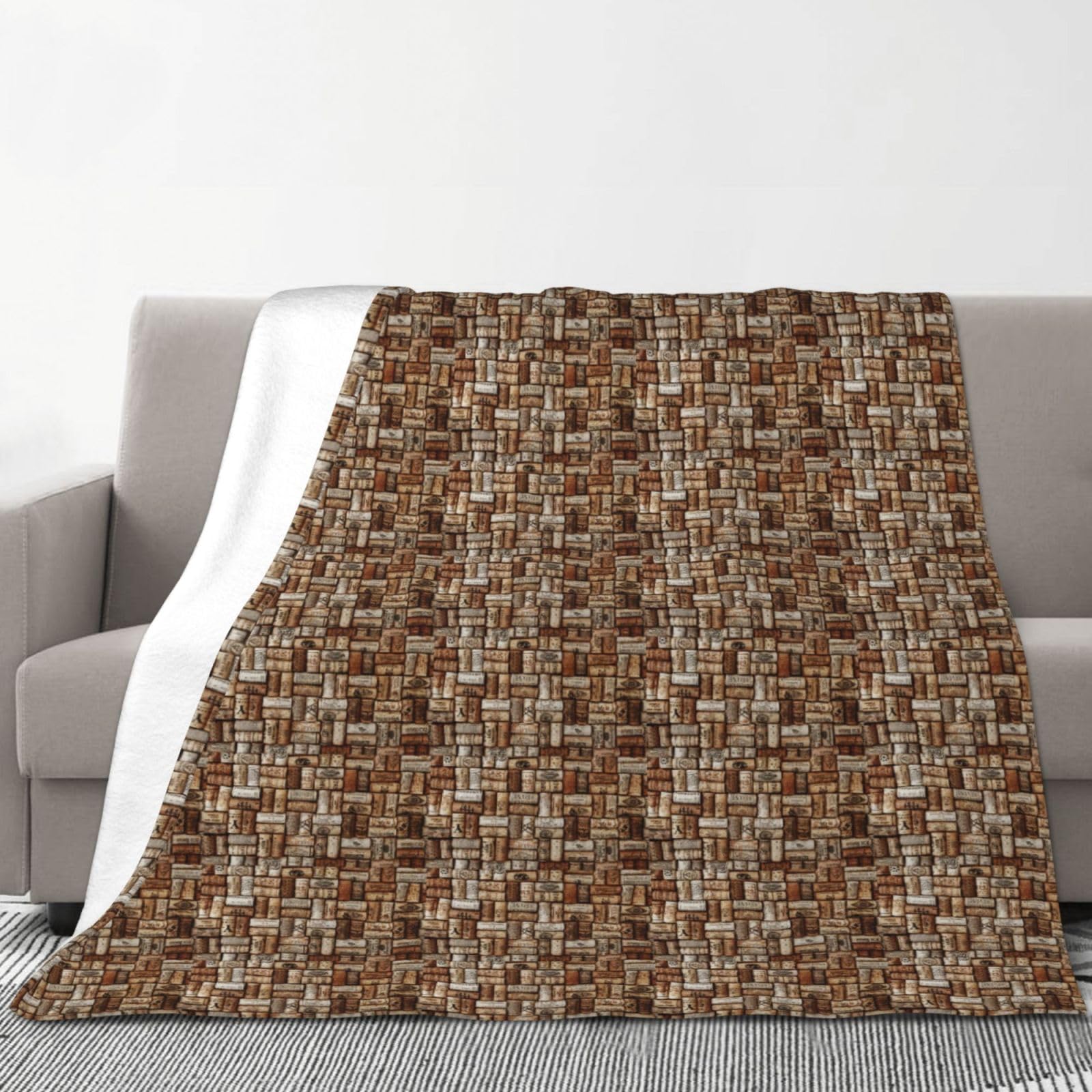 Couverture en flanelle avec imprimé liège, 177,8 x 203,2 cm, confortable, chaude, couverture d'hiver pour camping ou voyage