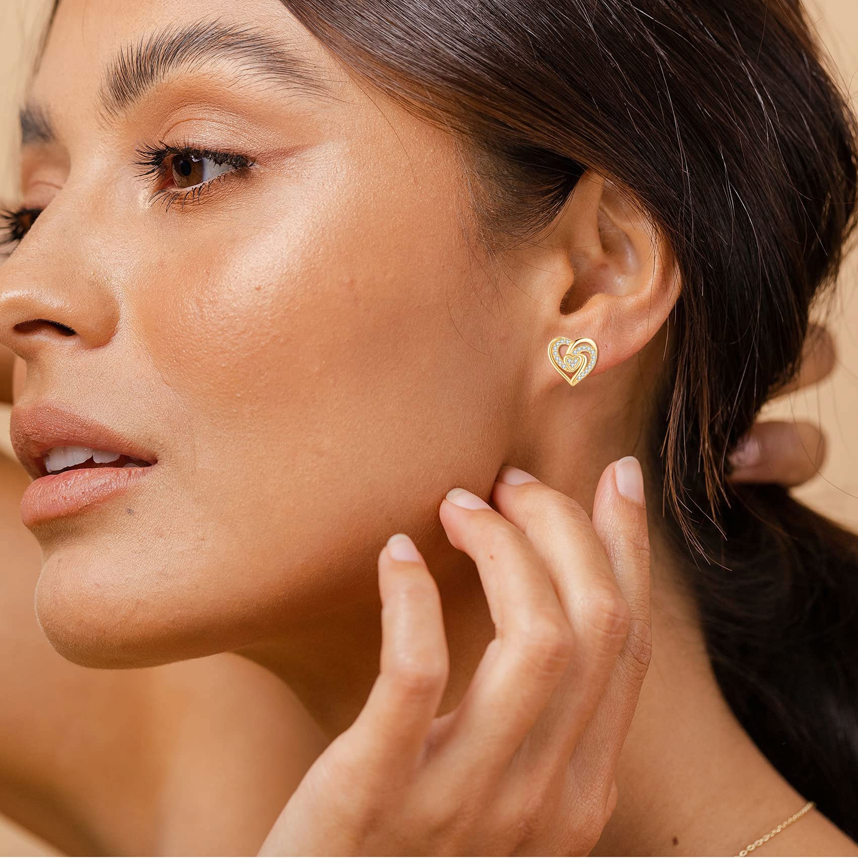 Jrêveinfini Herz Ohrringe Silber 925 Damen, Hypoallergene Ohrstecker Damen Geschenke für Frauen Mama Zum Muttertag