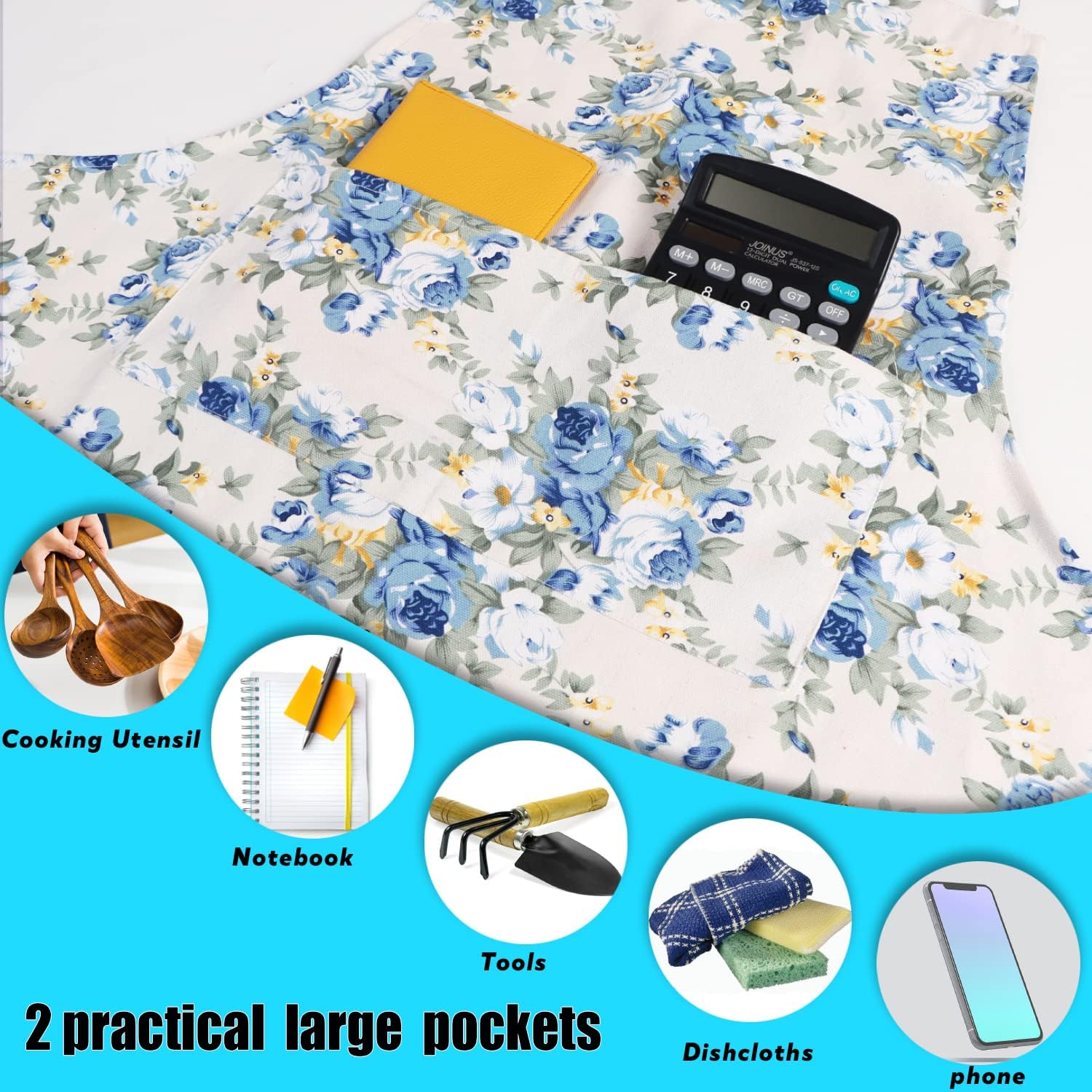 LOLOMLO Oversize Canvas Cotton Apron, Extra Large Aprons with Long Strap, Adjustable Neck Tear Resistant Plus Size aprons - Image 4