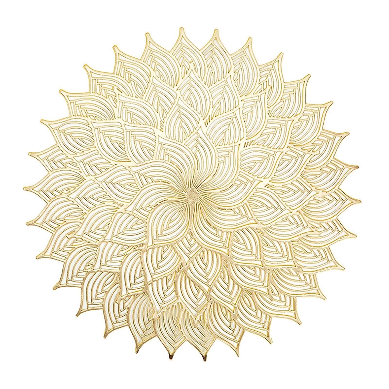 Gold-stamped Placemats Heat-insulated Western- Table Mats Hollow Hotel Coasters for Kitchen Dining Room