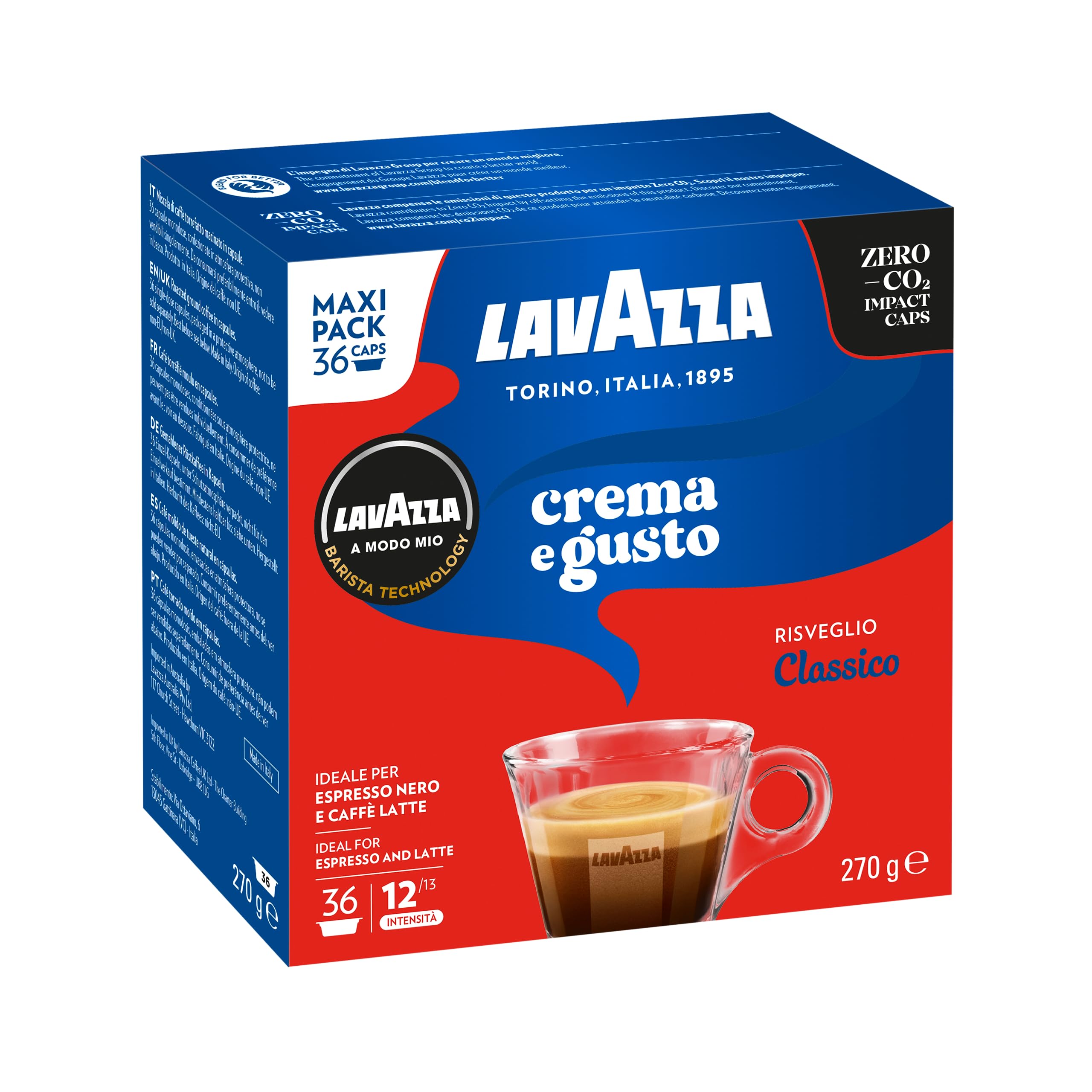 Lavazza A Modo Mio Espresso Crema E Gusto Coffee Cápsulas, 36-Count, Pack de 10 (360 cápsulas)