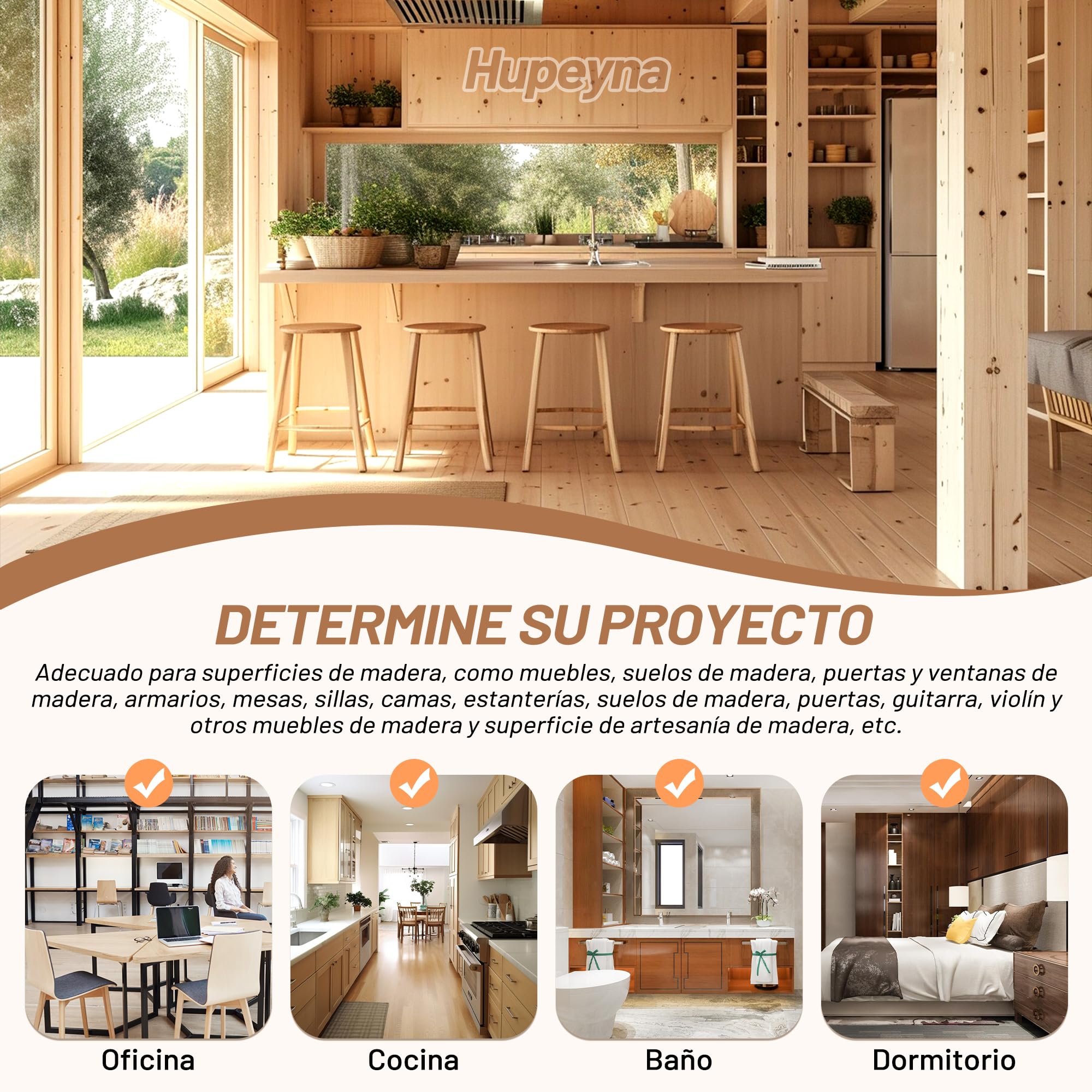 Kit de Reparación de Madera, Kit Reparación Laminado - Serie Madera Natural | Masillas de Madera y Cera de Abejas, Reparación de Manchas, Grietas, Agujeros, Decoloración Reparador Arañazos Parquet