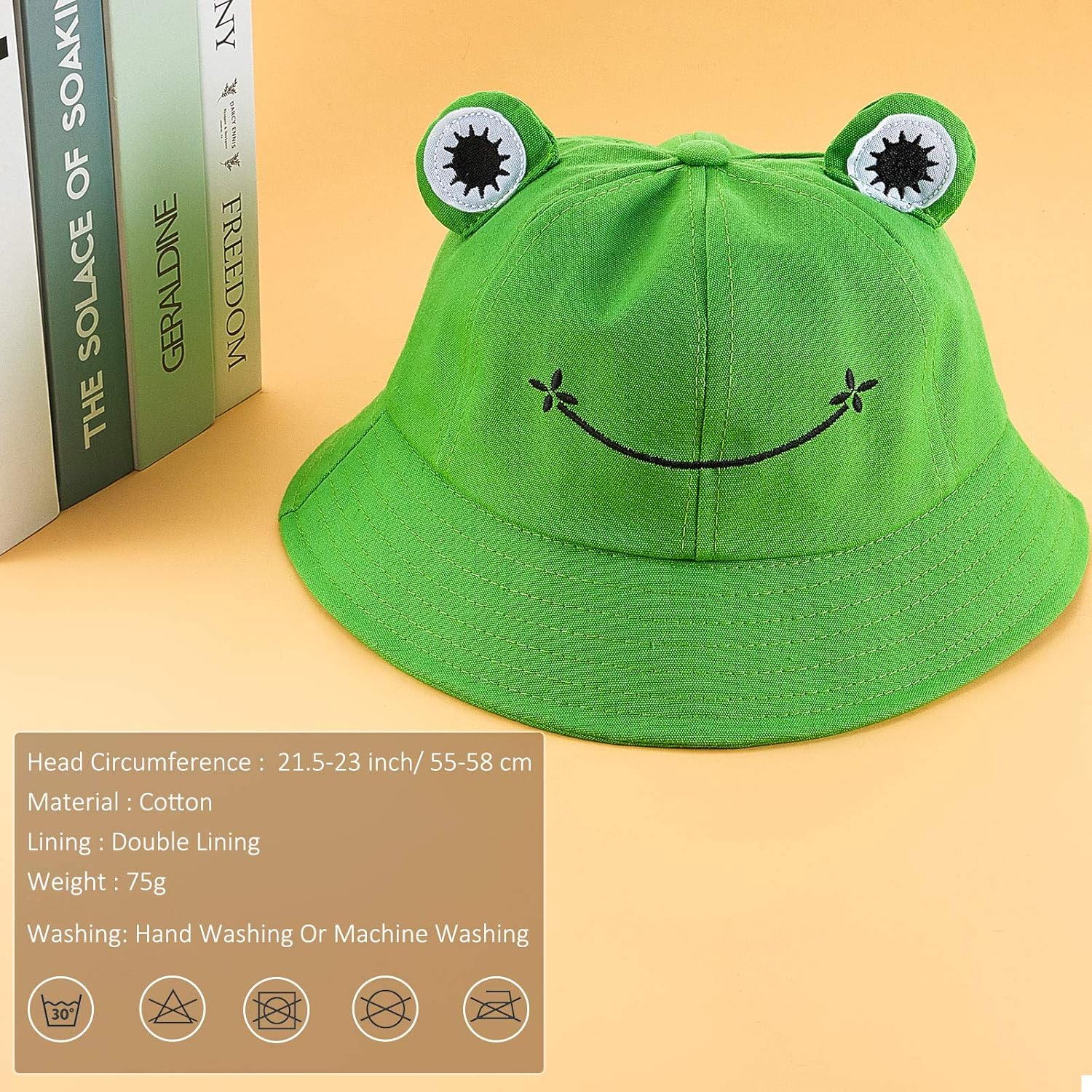 Syhood Frog Bucket Hat Green Funny Cute Fisherman Cotton Sun Protection Cap Wide Brim Crazy Hat Summer Halloween Costume - Image 3