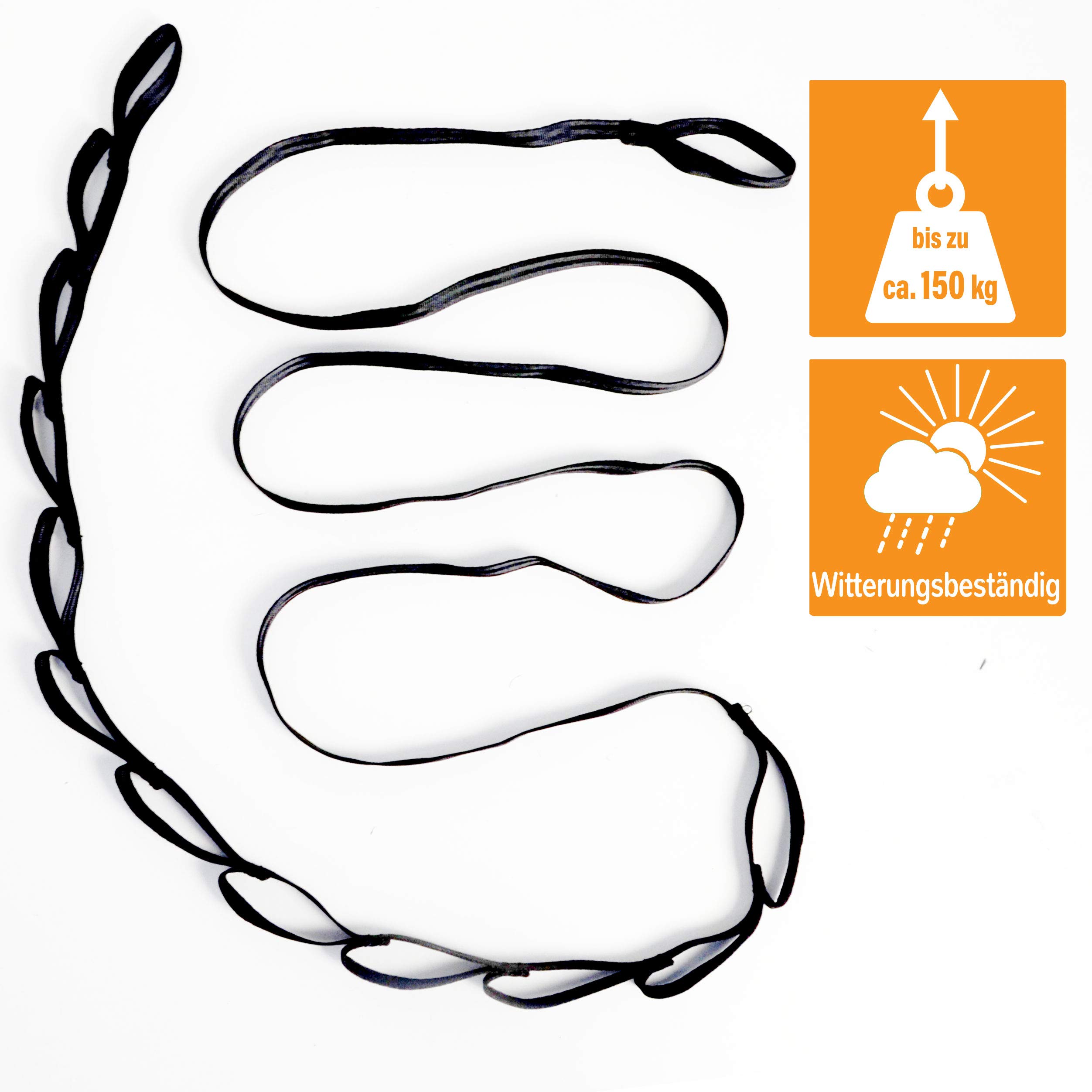 AMANKA Kit pour Suspendre à Arbre Poutre hamacs 300kg 2X Sangles 280x2,5cm Noir
