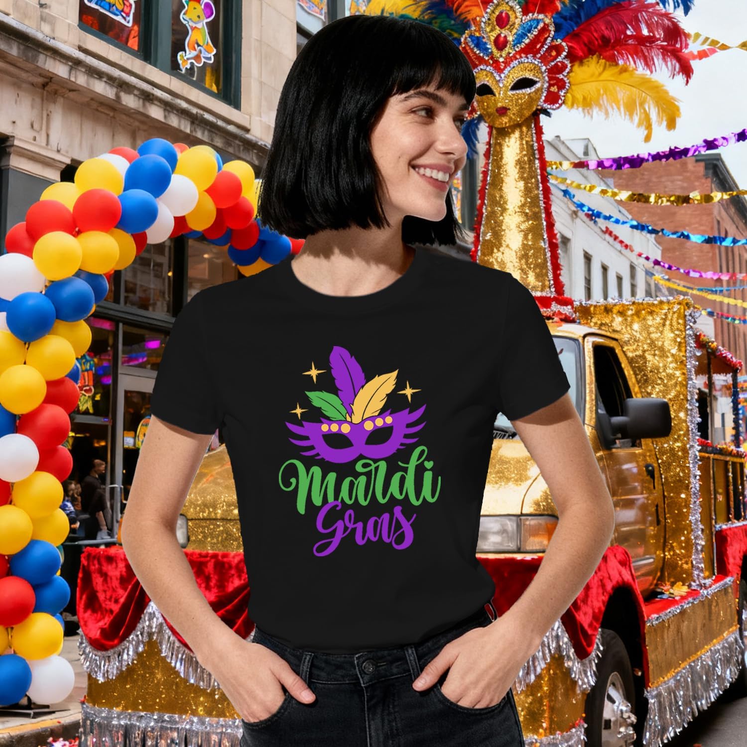Mardi Gras Shirts for Women Mardi Carnival T-Shirt Fat Tuesday Tee Tops - Image 3